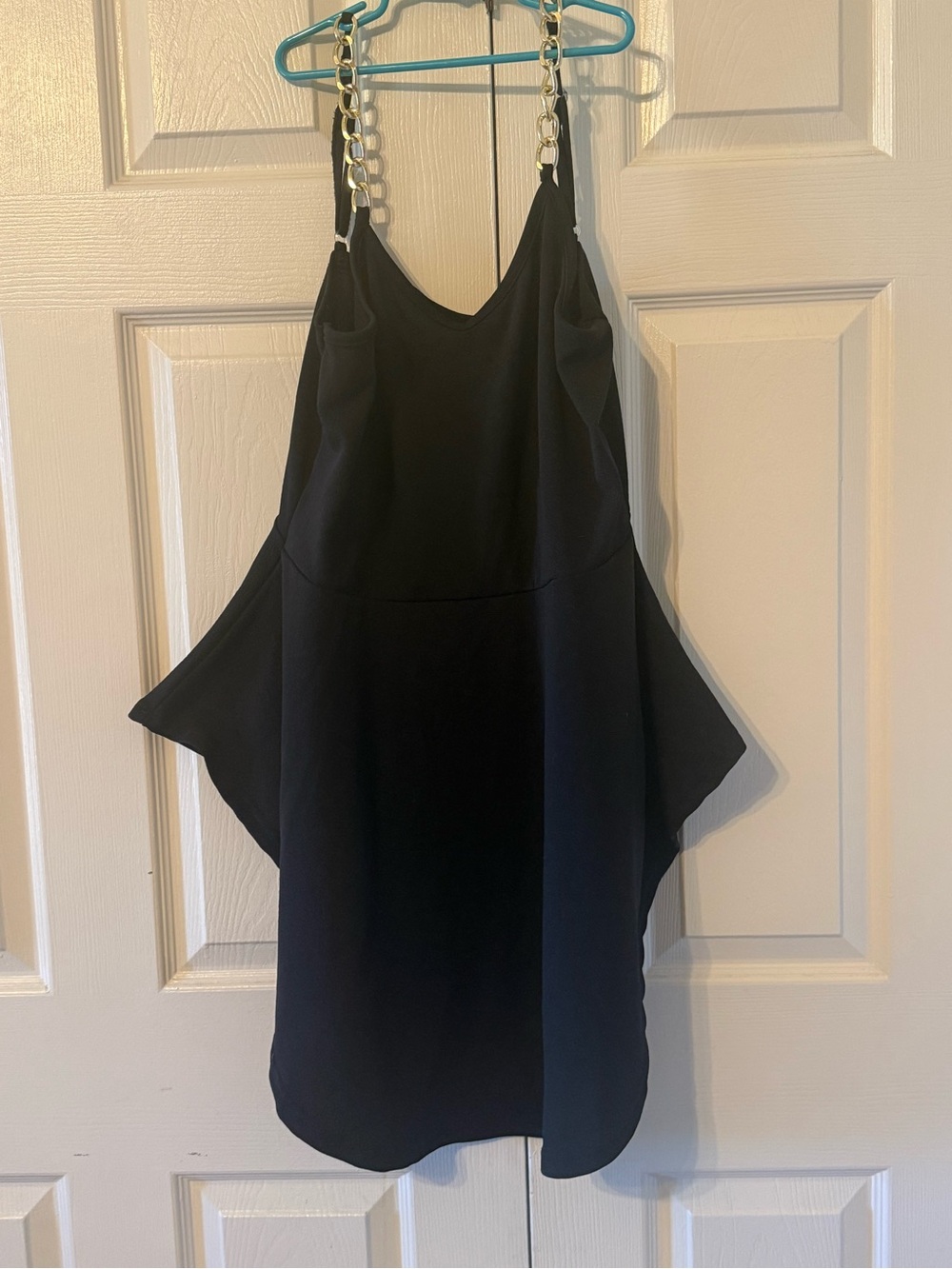 Love Black Top with Gold Chain Straps and Draped Sides